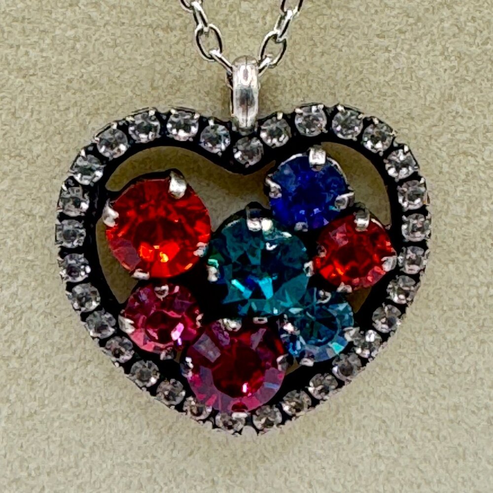 Rainbow Swarovski Crystal Heart Necklace – Multicolor Sparkle, Handcrafted gift - Picture 3 of 5
